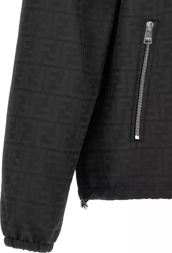Fendi FF Jacquard Hooded Shell Jacket | Black