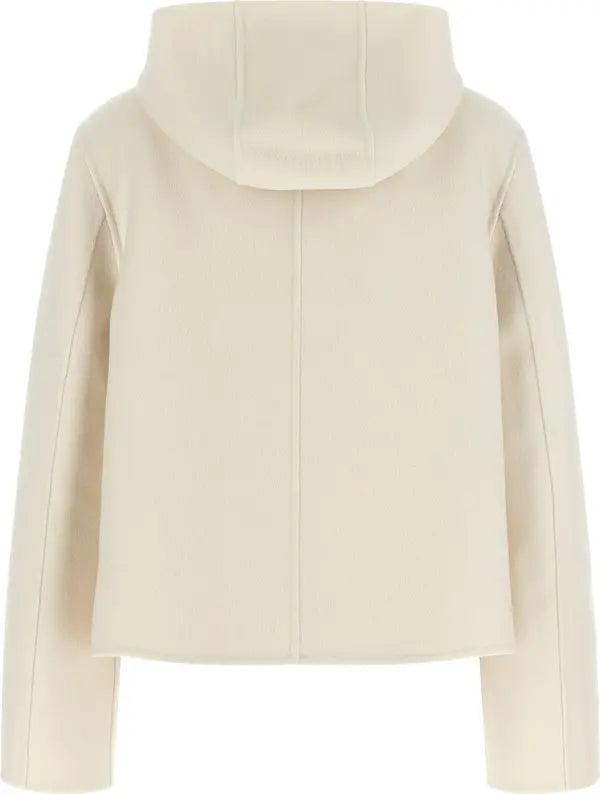 Fendi Blouson FF White Virgin Wool &amp; Silk Hooded Jacket