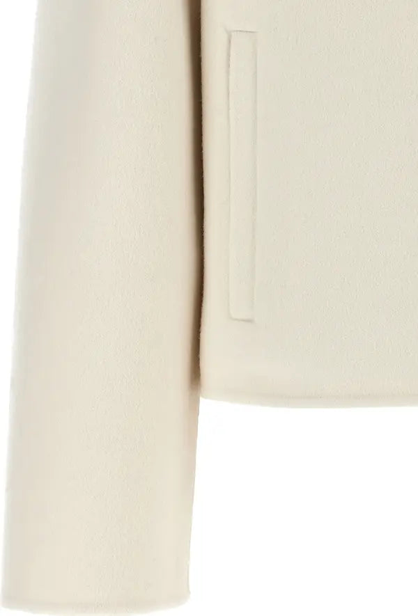 Fendi Blouson FF White Virgin Wool &amp; Silk Hooded Jacket