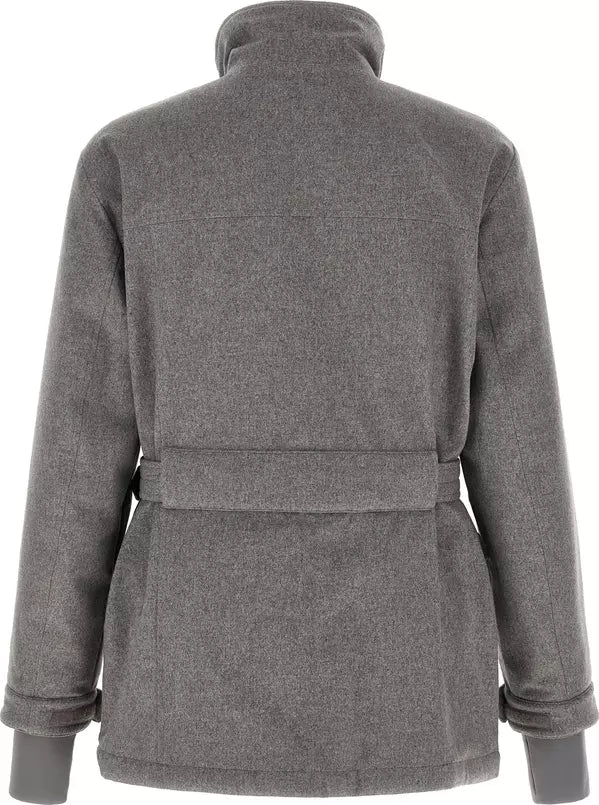 Brunello Cucinelli Mountain Mélange Gray Wool Down Jacket