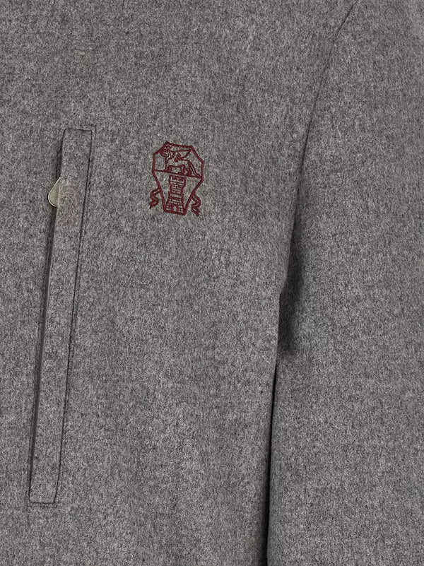 Brunello Cucinelli Mountain Mélange Gray Wool Down Jacket