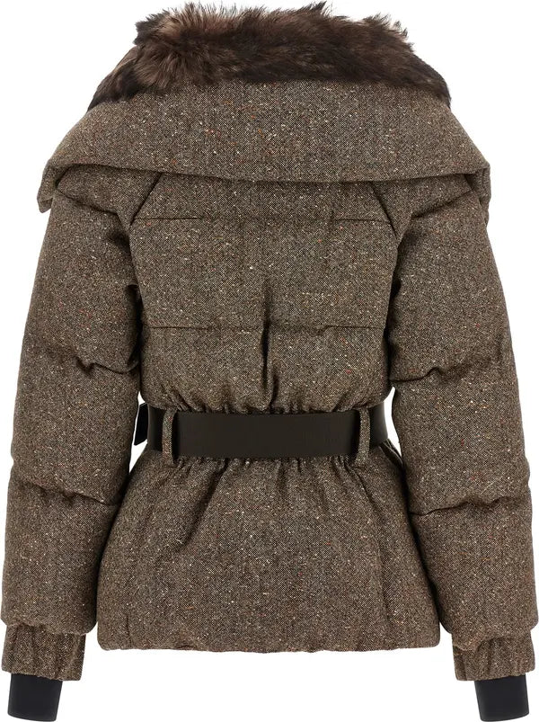 Moncler Grenoble Gelise Brown Belted Down Jacket