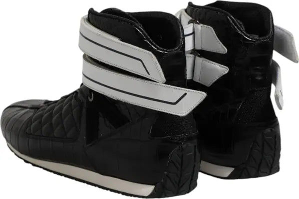 Dolce &amp; Gabbana

Black Quilted Leather Lace Up Sneakers Shoes