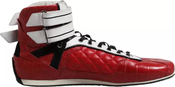 Dolce & Gabbana Red Quilted Leather Lace-Up Sneakers