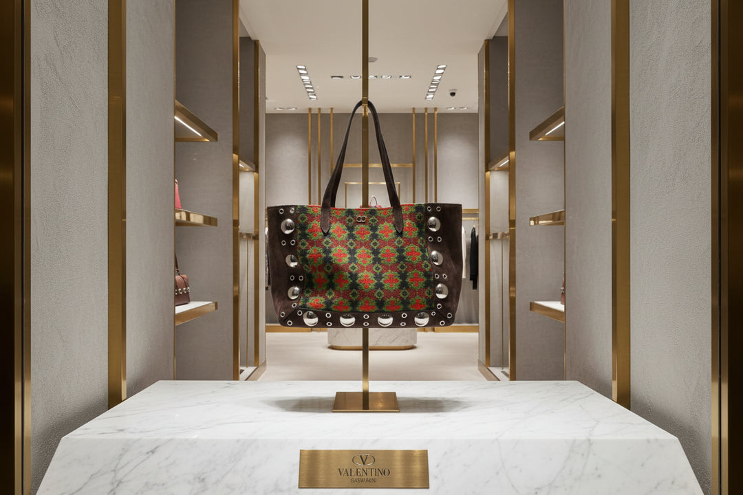 Valentino Garavani brown leather shoulder bag with stud detailing