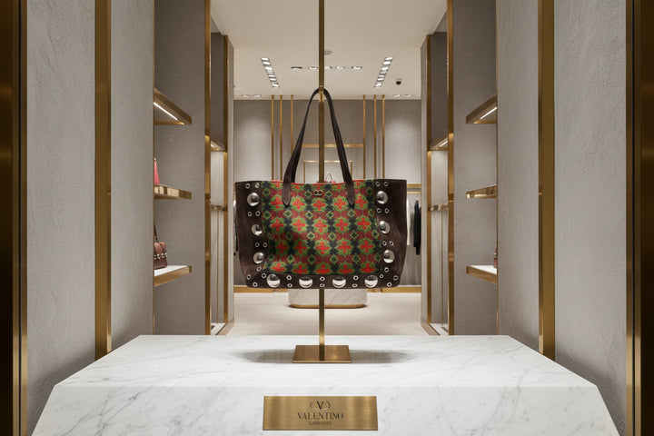 Valentino Garavani brown leather shoulder bag with stud detailing