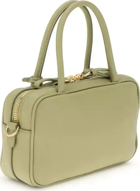 Prada Lima Bean Green Leather Handbag Triangle Logo SS26 | S7