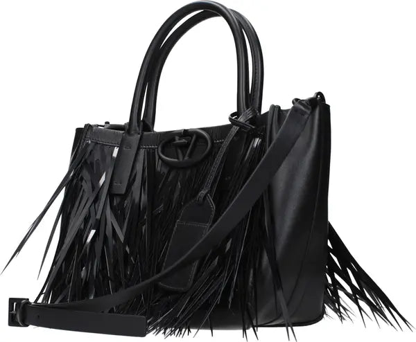 Valentino Garavani black leather handbag designer shoulder bag