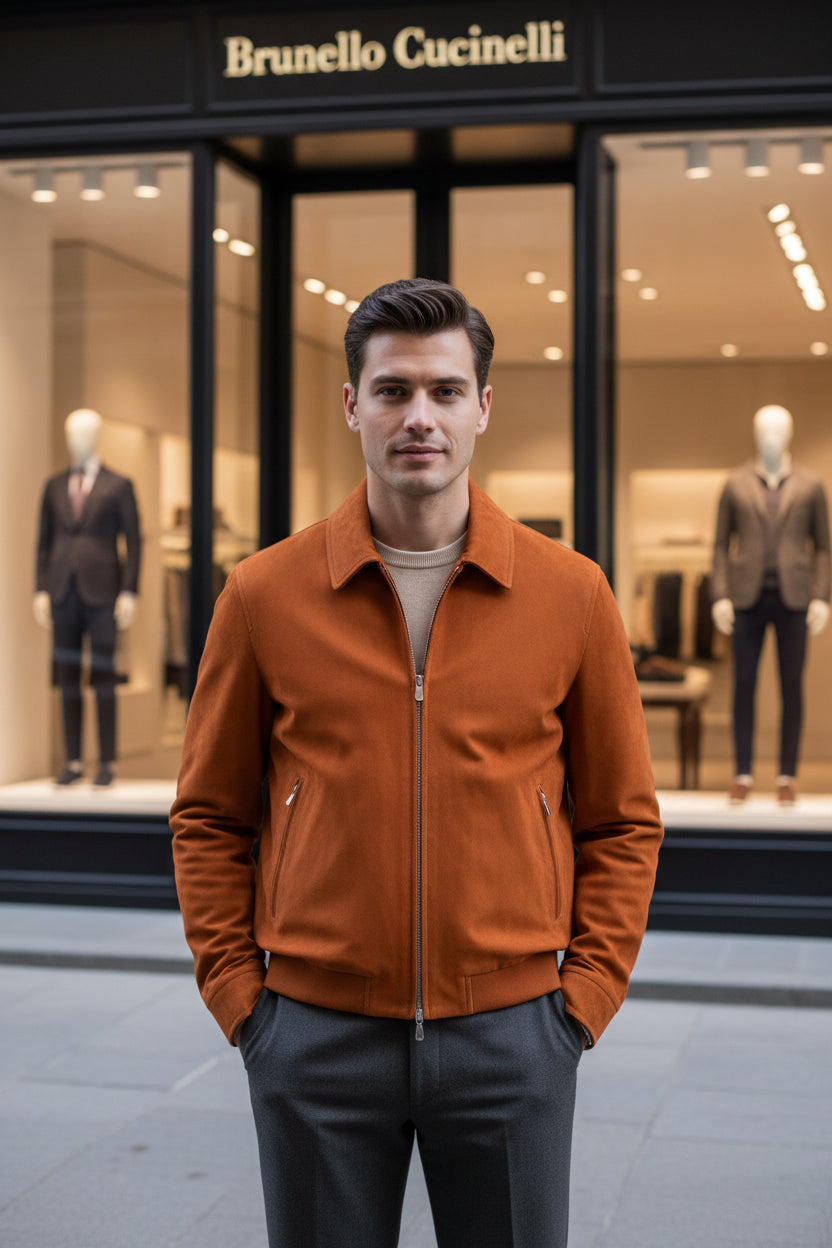Brunello Cucinelli Multicolor Calf Leather Jacket
