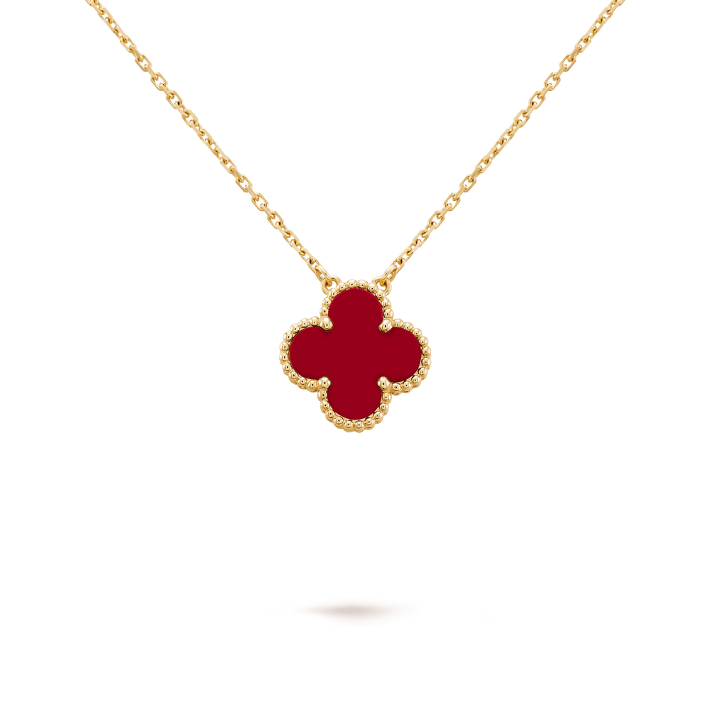 Van Cleef & Arpels Vintage Alhambra pendant 18K yellow gold, Carnelian fine jewelry necklace