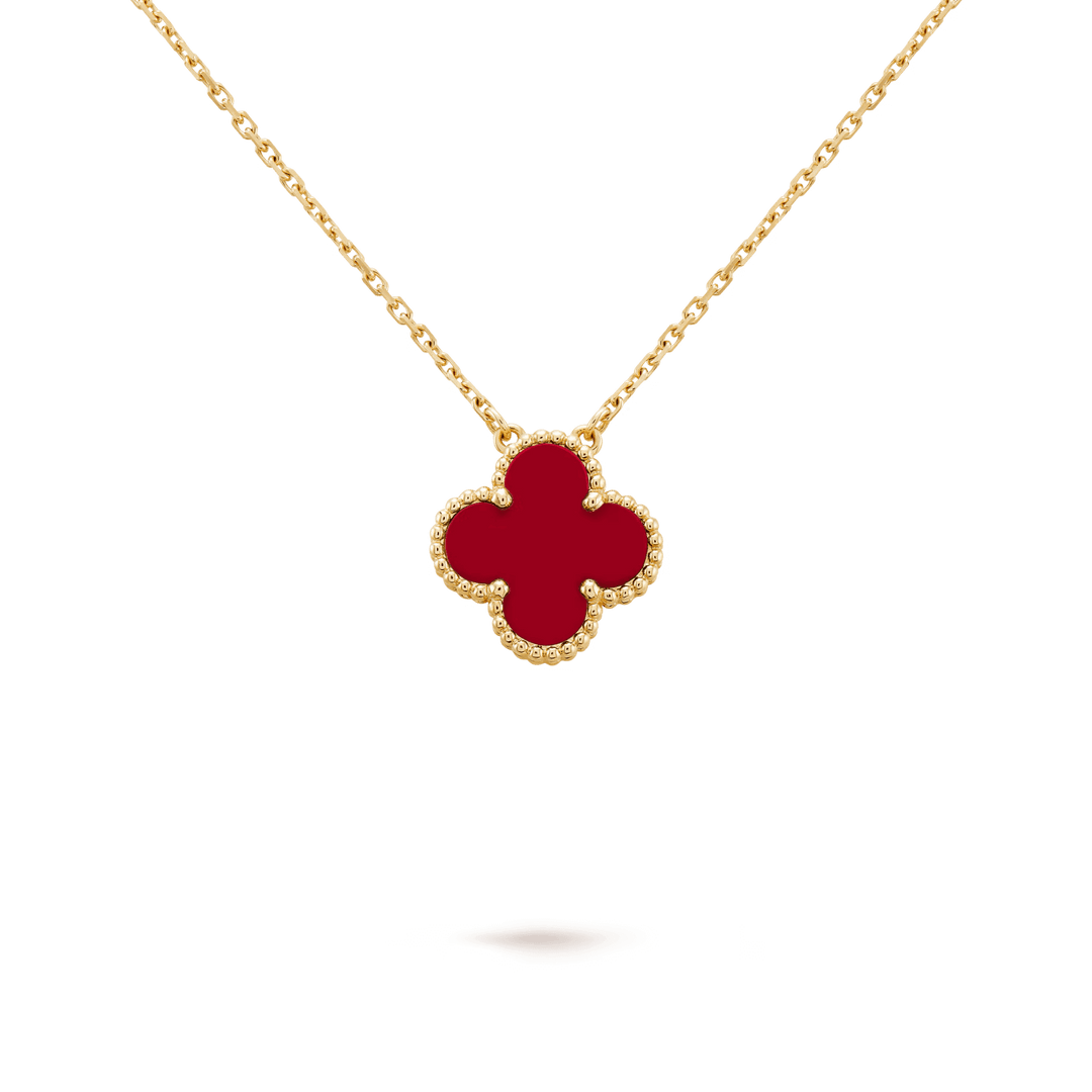 Van Cleef & Arpels Vintage Alhambra pendant 18K yellow gold, Carnelian fine jewelry necklace
