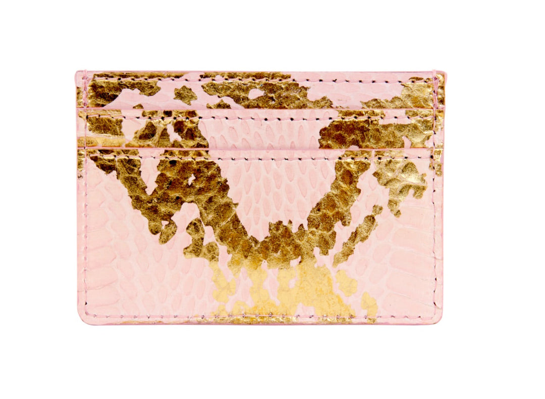 Soft Pink &amp; Gold Snake Card Wallet
