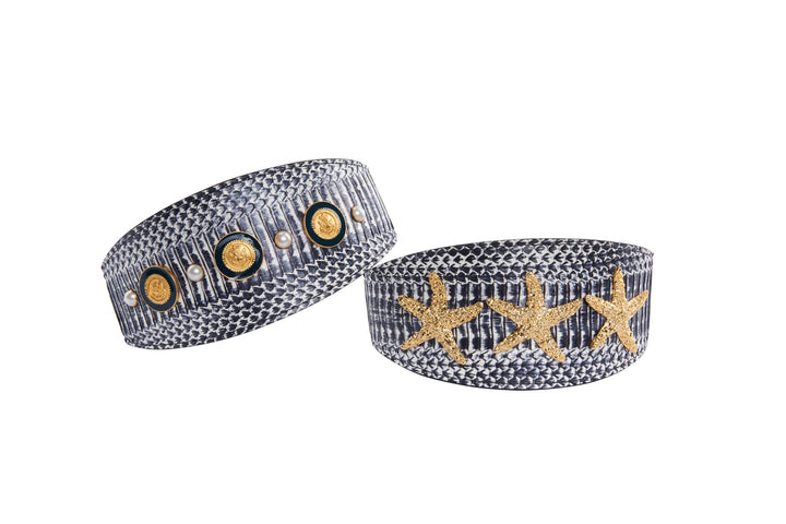 Nautical Collection. White &amp; Navy Snake Set Of 2