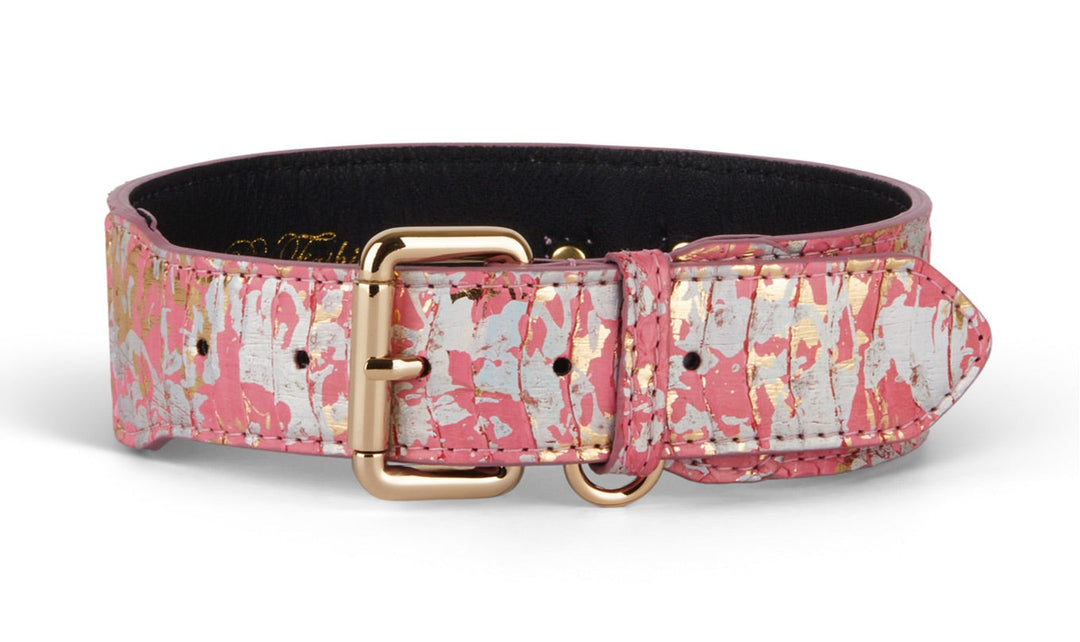 Iridescent Art Deco Pink/Gold/Silver Custom Snake Classic Collar