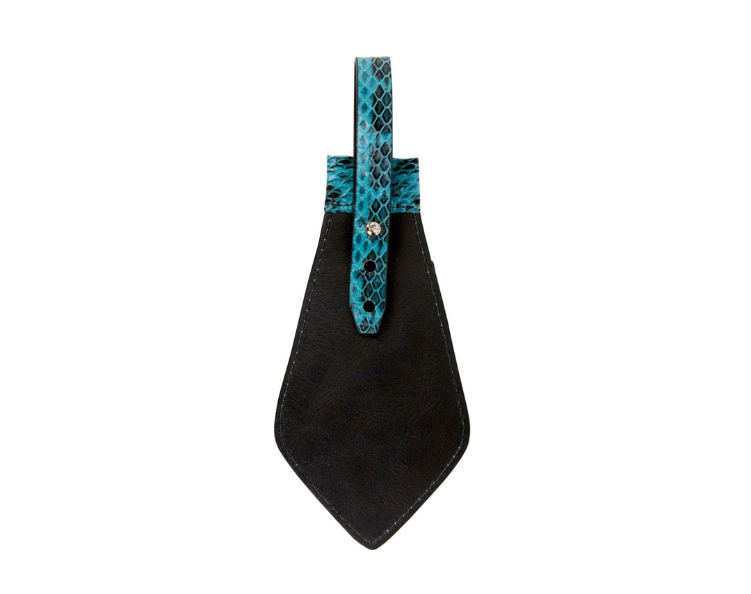 Turquoise &amp; Black Viper Snake Tie, Backed With Italian Leather &amp; Swarovski Crystal Closure