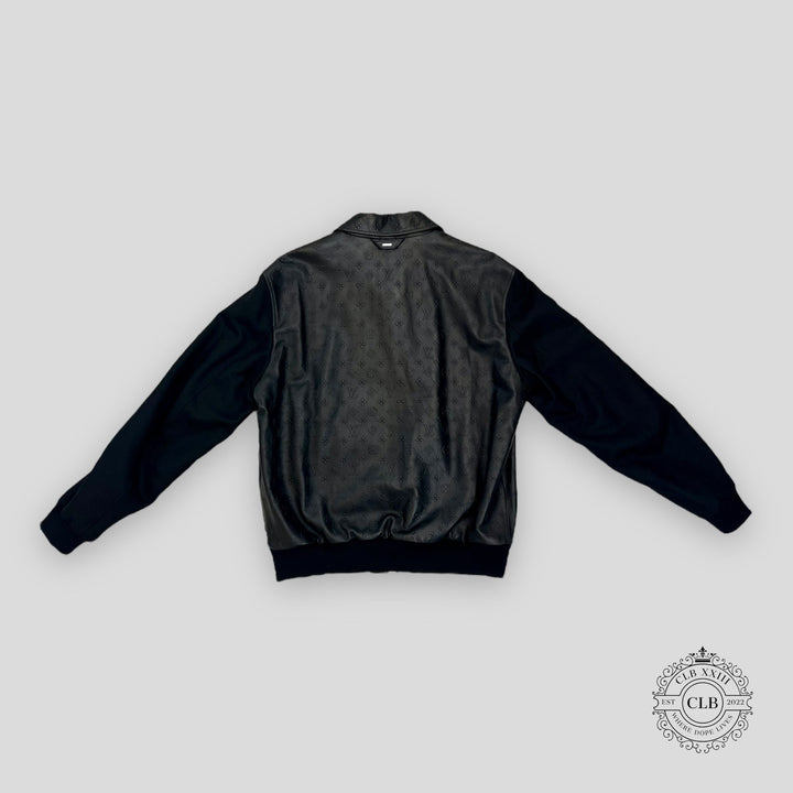LOUIS VUITTON LVSE MONOGRAM EMBOSSED MIX LEATHER BLOUSON - BLACK