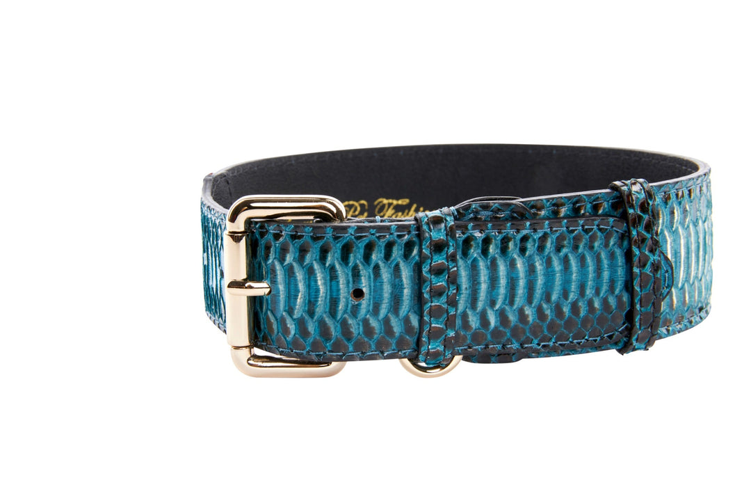 Turquoise, Black Snake Classic Collar With Silver &amp; Gold Classic Hardware Set Of 2