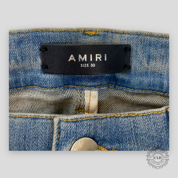 AMIRI MX2 PLAID JEANS - CLAY INDIGO/ORANGE