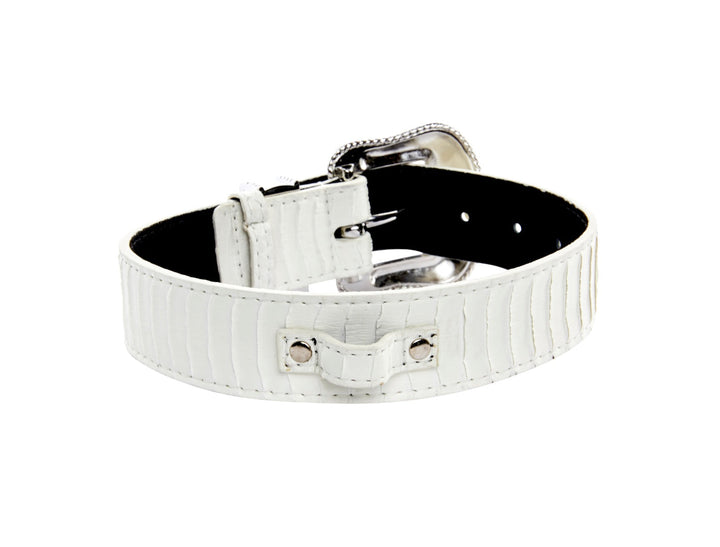 Matte White Snake Collar Set of 2. With Both Silver &amp; Gold Swarovski Crystal Hardware