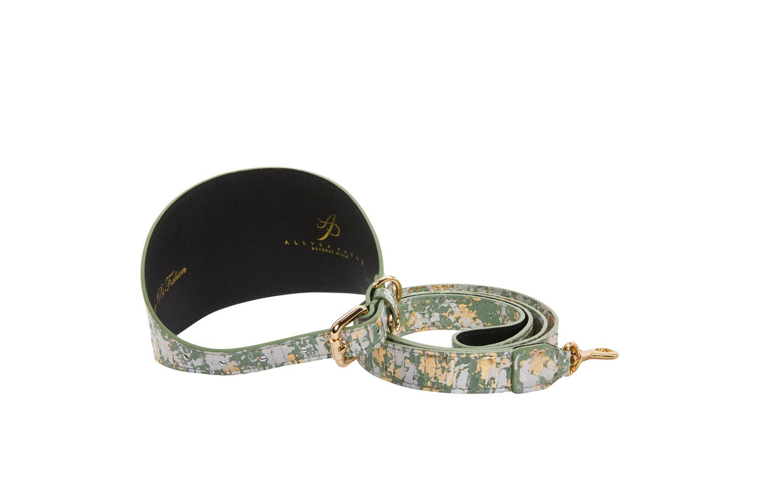 Luxury Pet Fashion Custom Art Deco Snakeskin Wide Collar  &amp; Leash Set