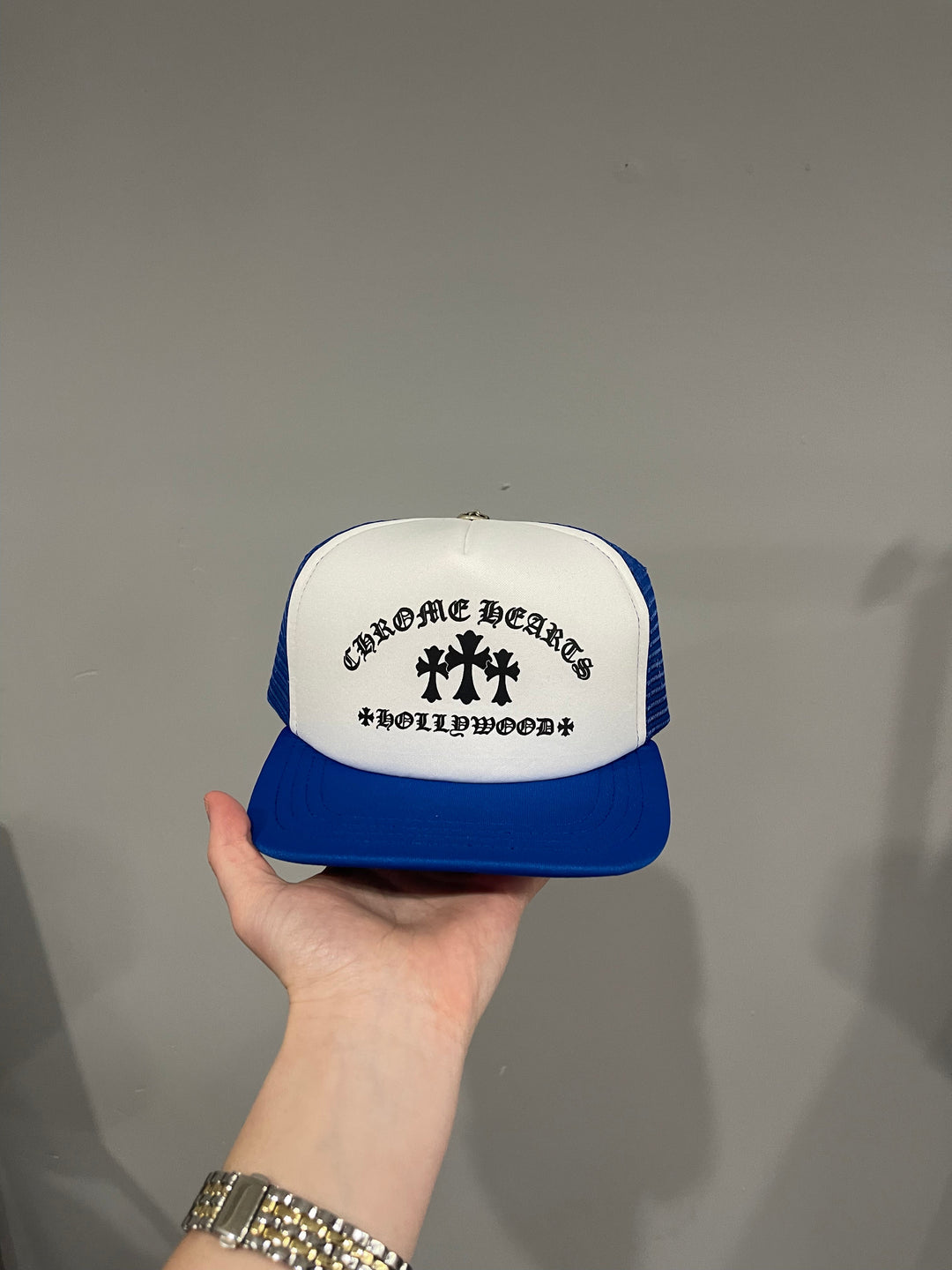 Chrome Hearts King Taco Cross Trucker Hat Blue