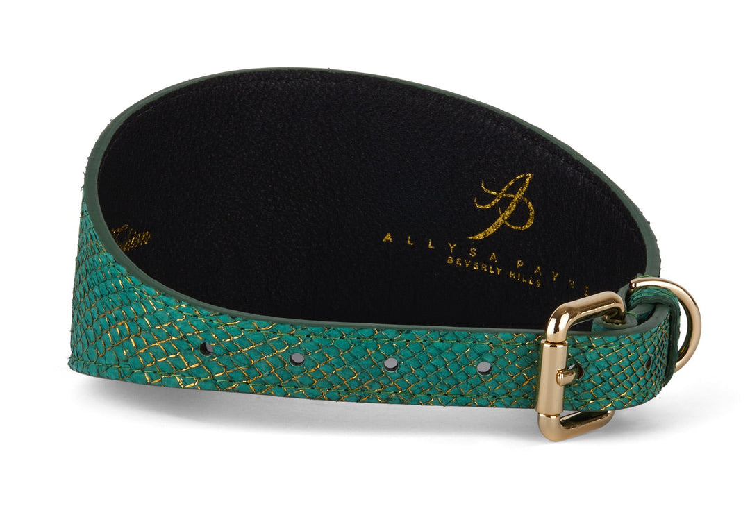 Beautiful Green &amp; Gold 3” Wide Style Collar