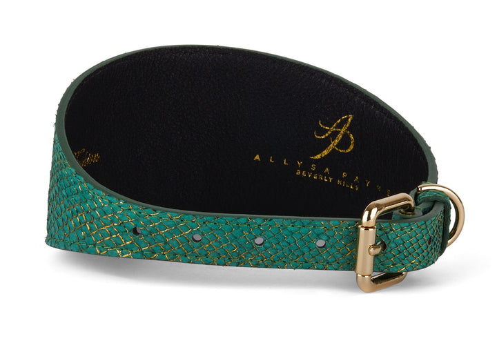 Beautiful Green &amp; Gold 3” Wide Style Collar