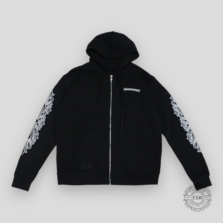Chrome Hearts Dagger Zip Up Hoodie in Black/Pink