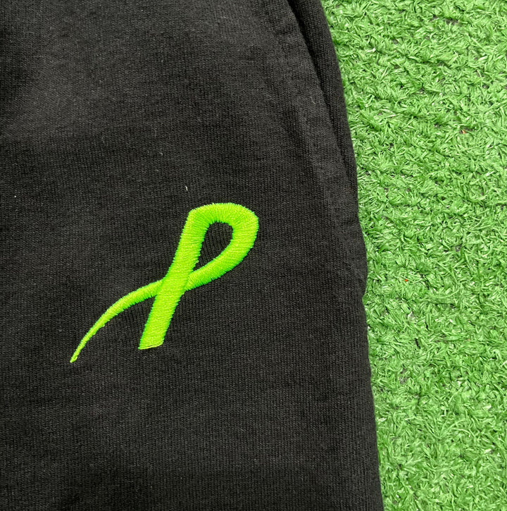 Psychworld Black Canvas Shorts Lime Green Logo