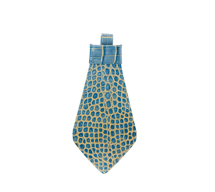 Blue &amp; Gold Embossed Croc Italian Leather Tie