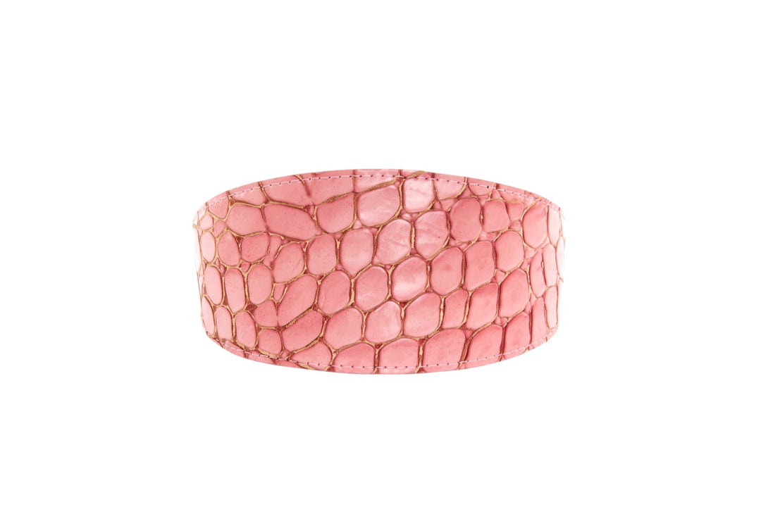 Embossed Belly Side Croc Italian Leather Wide Style Collar