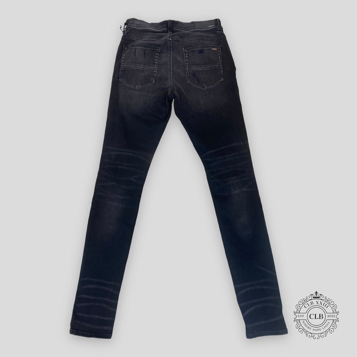 Amiri MX1 Black Bandana Patch Jeans in Aged Black