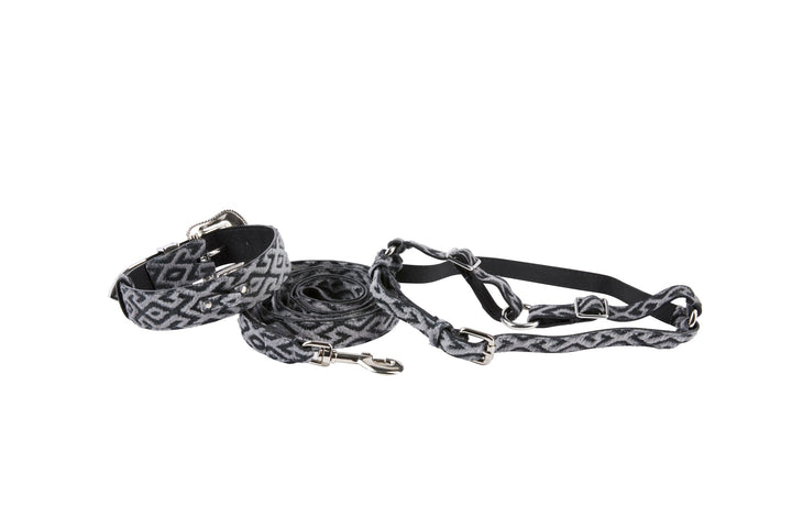 Blue Jean Color Patterned Hair On Hide Italian Leather Silver Swarovski Crystal Hardware Set