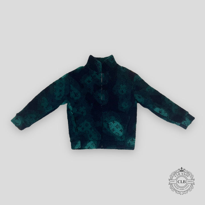 Louis Vuitton Monogram Camo Fleece Jacket in Blue / Green