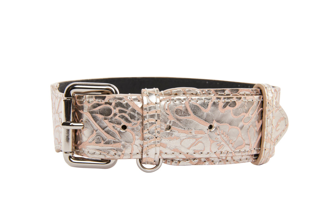Soft Pink/Silver Floral Print Italian Leather With Silver Classic Hardware