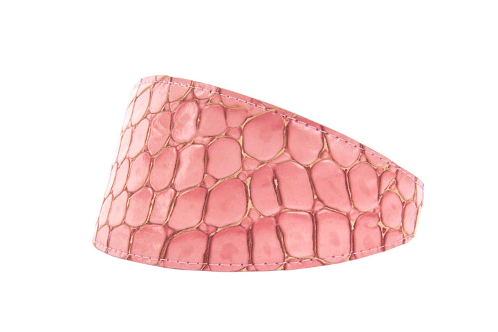 Embossed Belly Side Croc Italian Leather Wide Style Collar