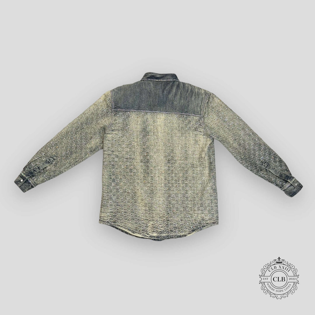 GUCCI GG JACQUARD DENIM JACKET - LIGHT BLUE