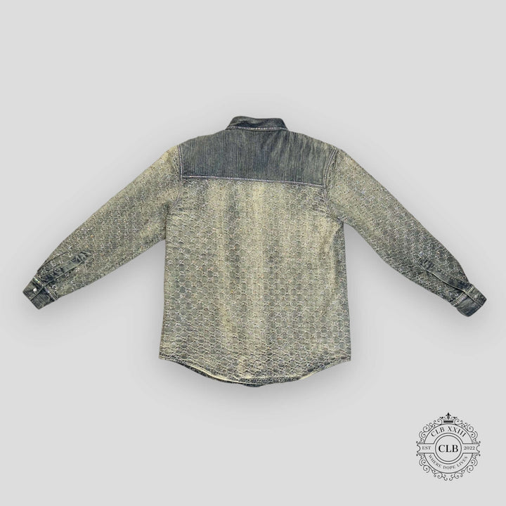 GUCCI GG JACQUARD DENIM JACKET - LIGHT BLUE