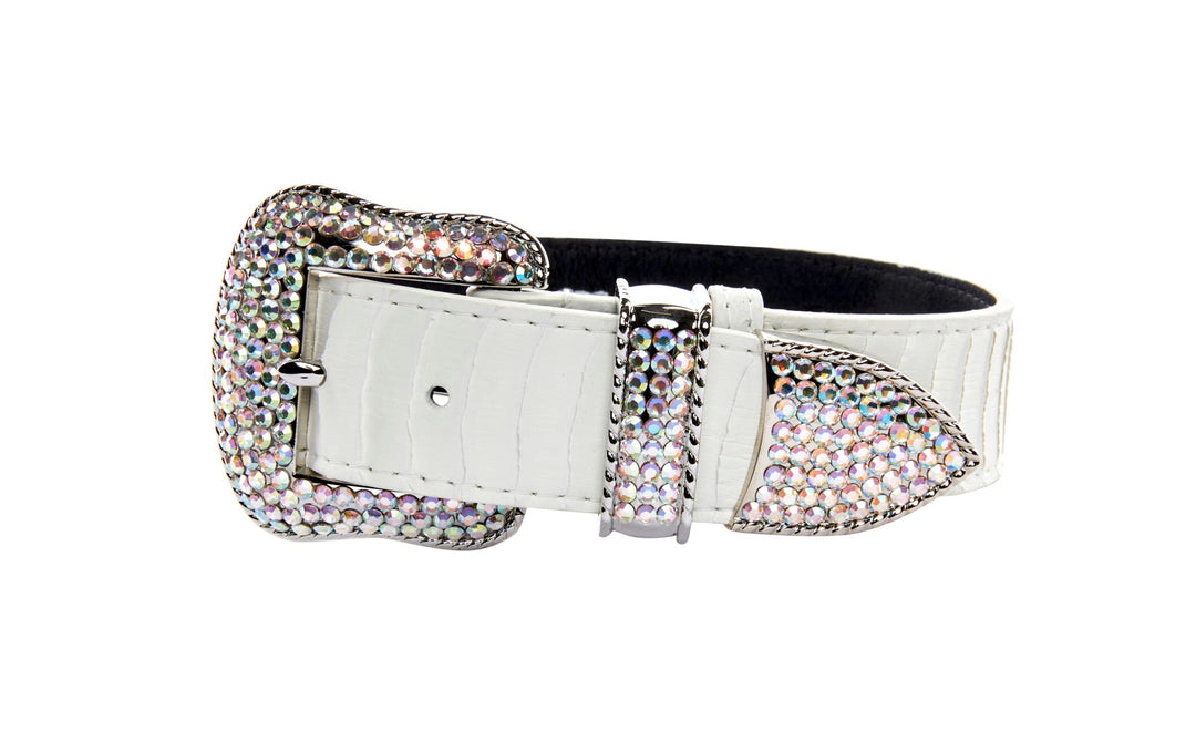 Matte White Snake Collar Set of 2. With Both Silver &amp; Gold Swarovski Crystal Hardware