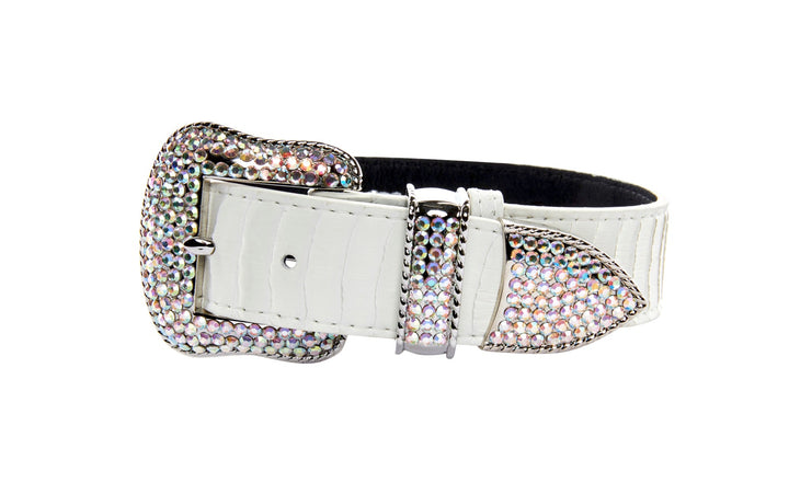Matte White Snake Collar Set of 2. With Both Silver &amp; Gold Swarovski Crystal Hardware