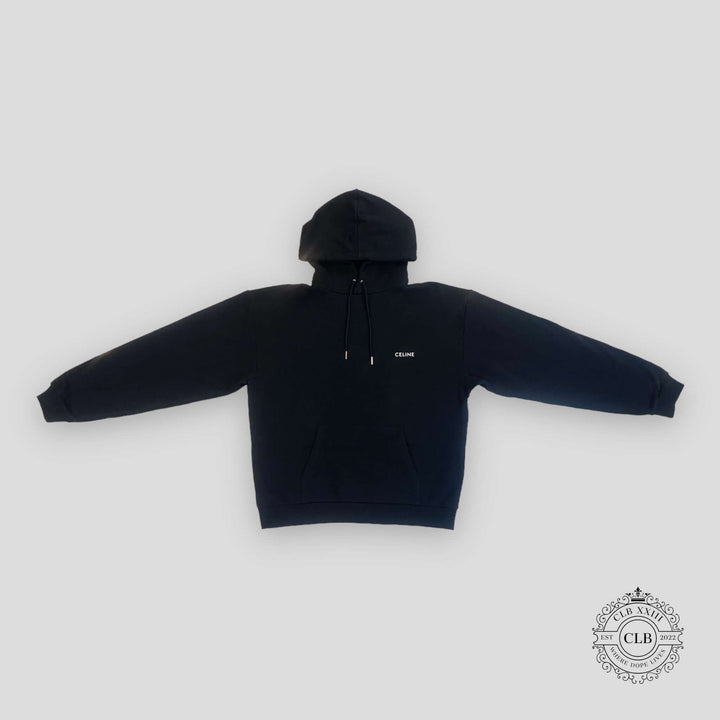 Celine Small Logo Hoodie in Black