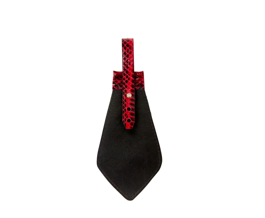 Red &amp; Black Viper Snake Tie, Backed With Italian Leather &amp; Swarovski Crystal Closure