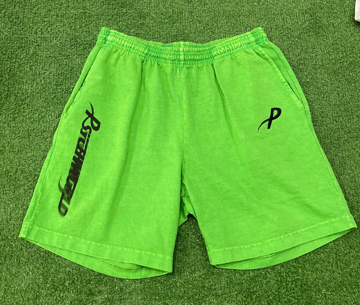 Psychworld Lime Green Canvas Shorts Black Logo