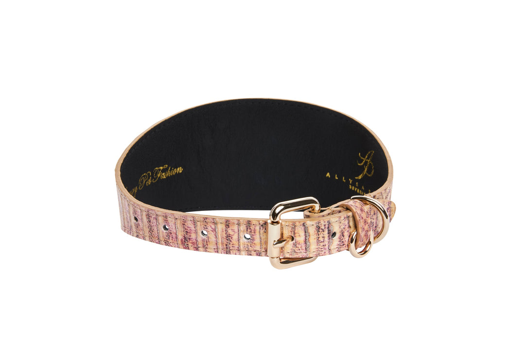Embossed Snake Italian Leather Wide Style Collar