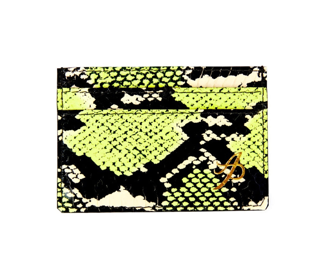 Neon Green, Black &amp; White Snake Card Wallet