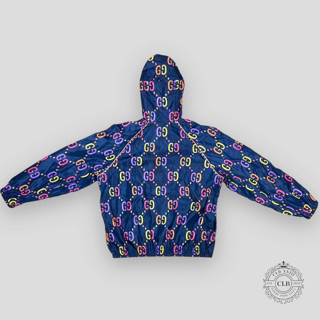 GUCCI GG JACQUARD WINDBREAKER JACKET- BLUE