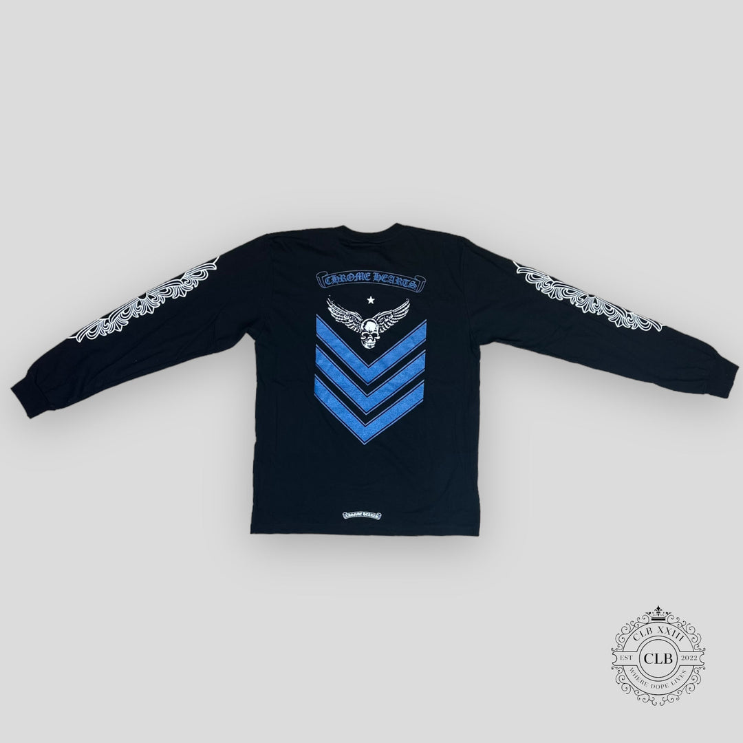 CHROME HEARTS FOTI LONG SLEEVE T-SHIRT - BLACK / BLUE