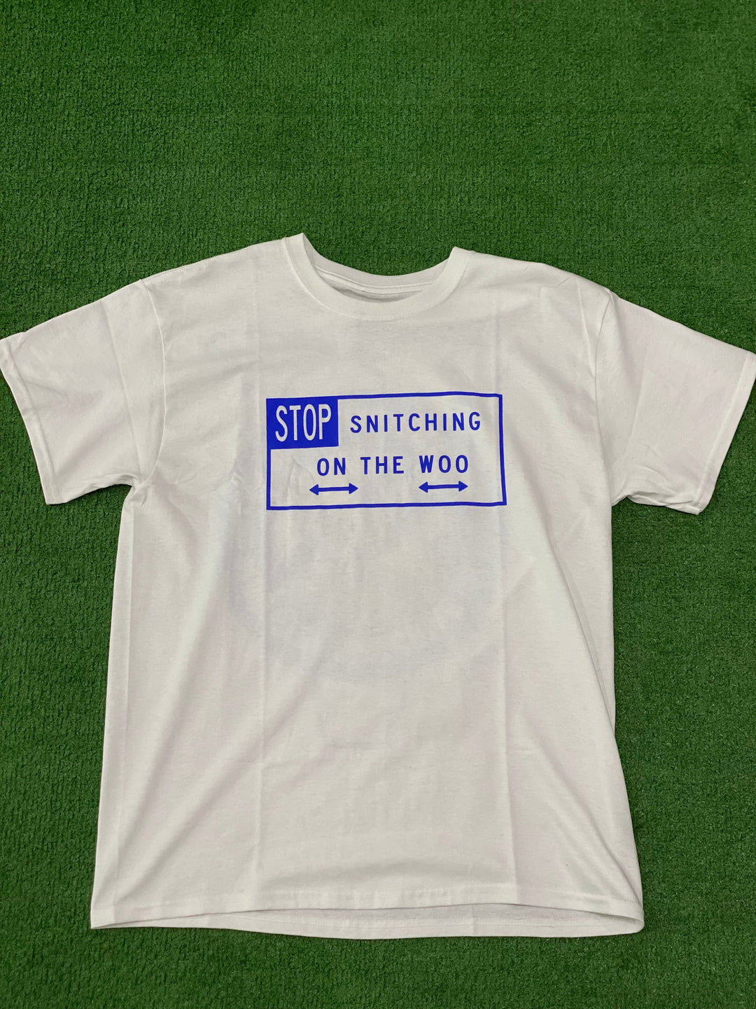 Pop Smoke x Vlone Stop Snitching T-shirt White / Blue