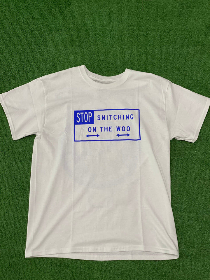 Pop Smoke x Vlone Stop Snitching T-shirt White / Blue