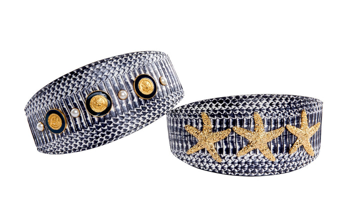Nautical Collection. White &amp; Navy Snake Set Of 2